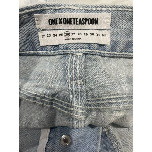 One Teaspoon Bonitas Low Waist Medium Rise Raw Curved Hem Size 26 Button Fly - Picture 7 of 8